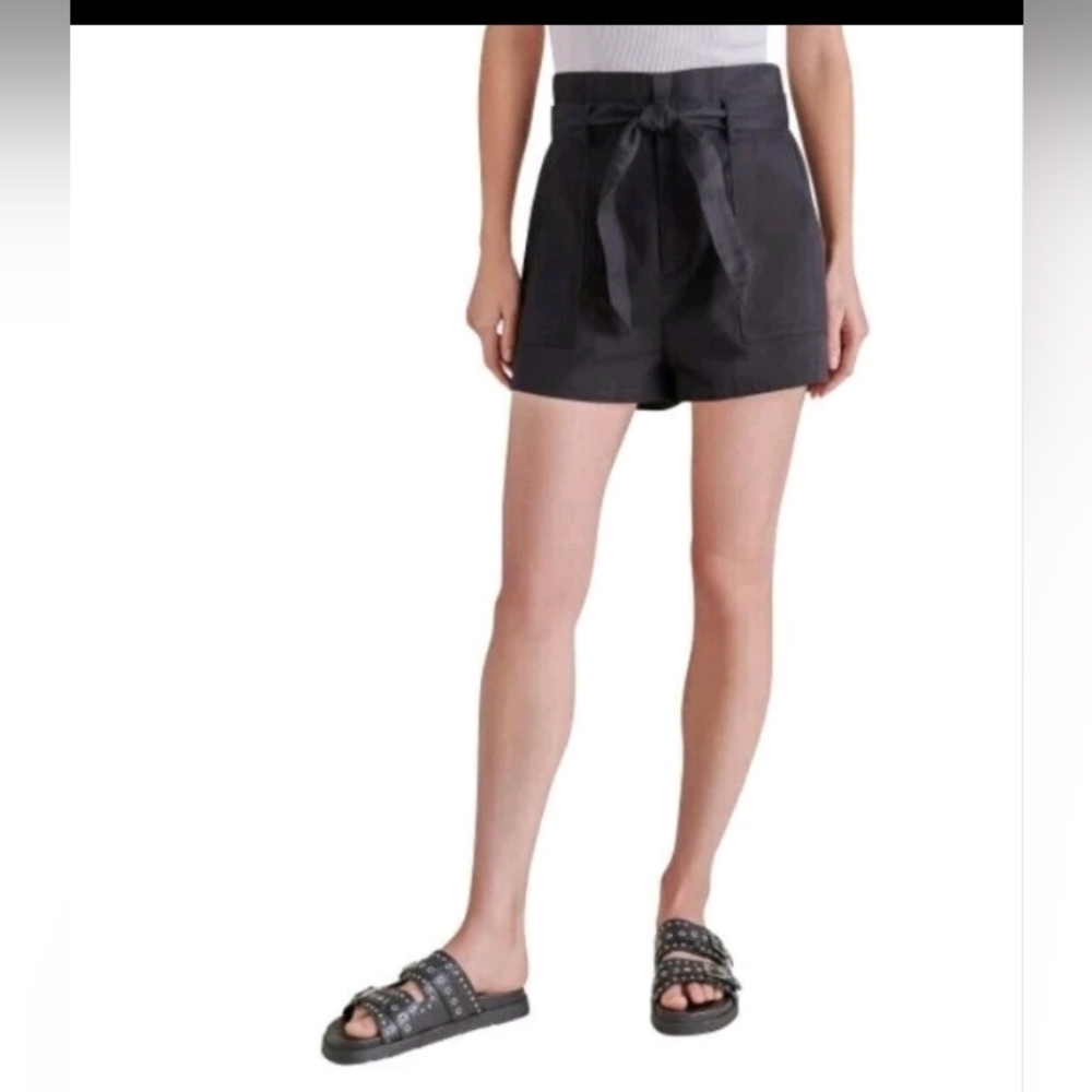 Steve Madden Women's High Rise Paper Bag Brushed Twill Cinch Shorts